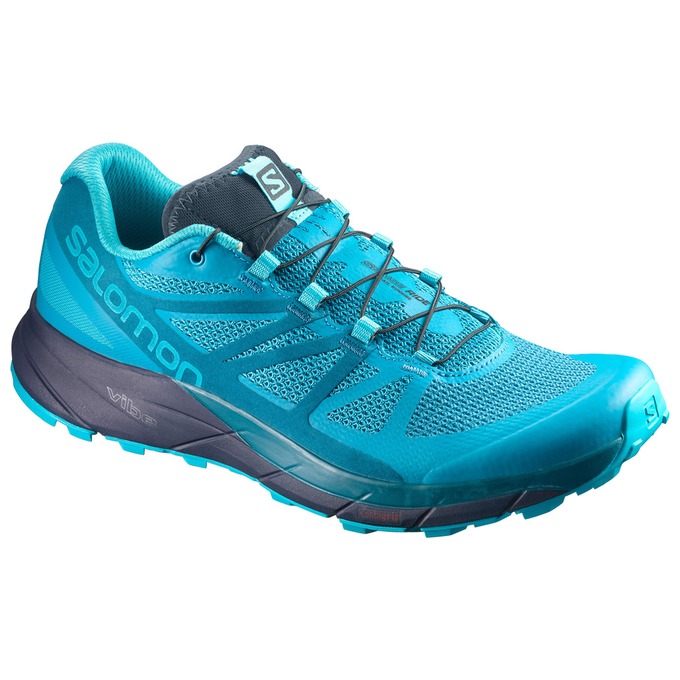 Chaussures De Trail Running Salomon Femme Bleu - Salomon SENSE RIDE W - France (3086-MQJOV)